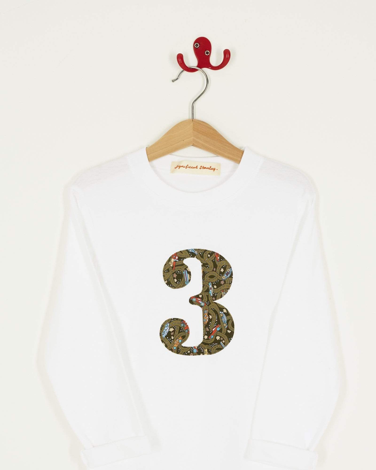 Magnificent Stanley Tee Number White T-Shirt in Hackney Road Green Liberty Print