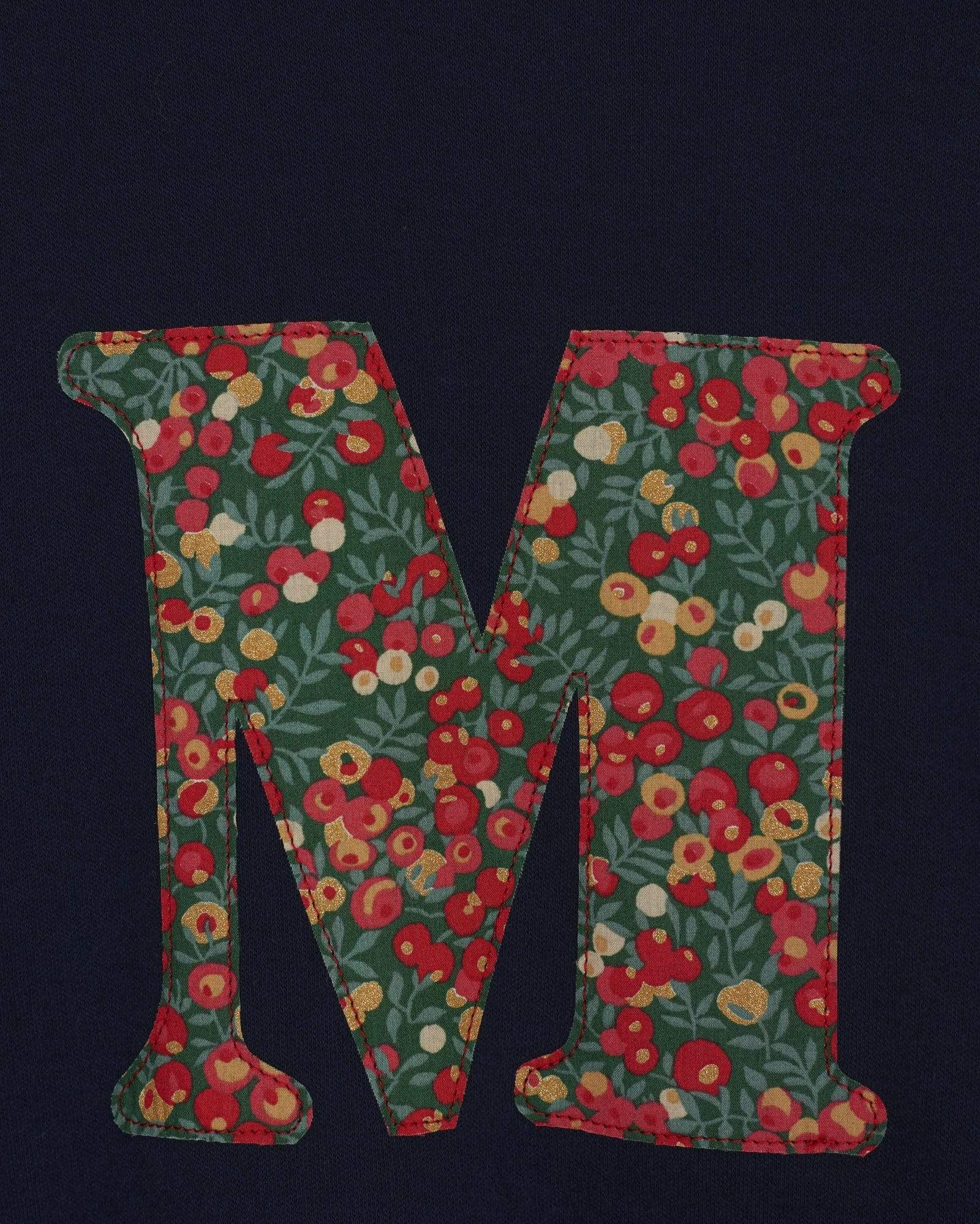 Magnificent Stanley Tee Personalised Navy T-Shirt in Glitter Wiltshire Liberty Print