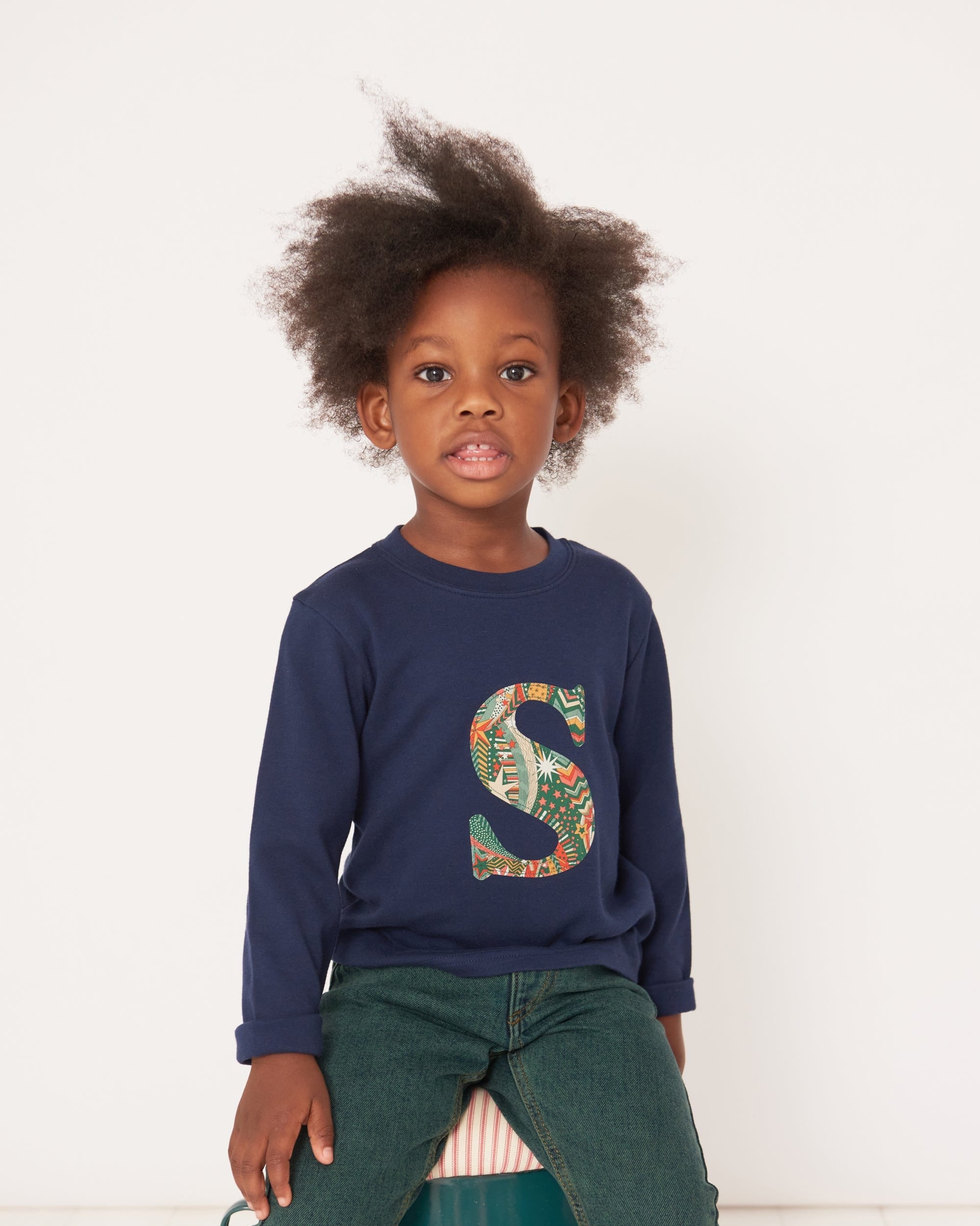 Magnificent Stanley Tee Personalised Navy T-Shirt in My Little Star Liberty Print