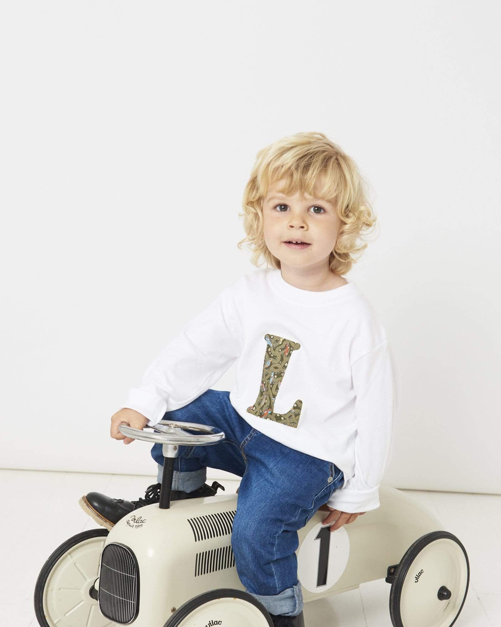 Magnificent Stanley Tee Personalised White T-Shirt in Hackney Road Green Liberty Print