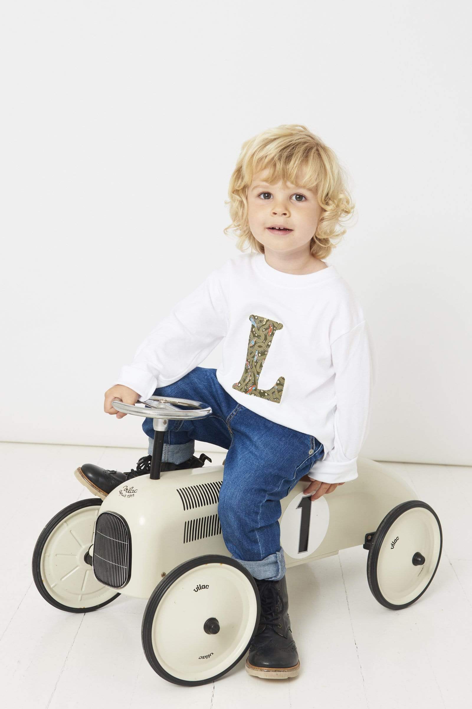 Magnificent Stanley Tee Personalised White T-Shirt in Hackney Road Green Liberty Print