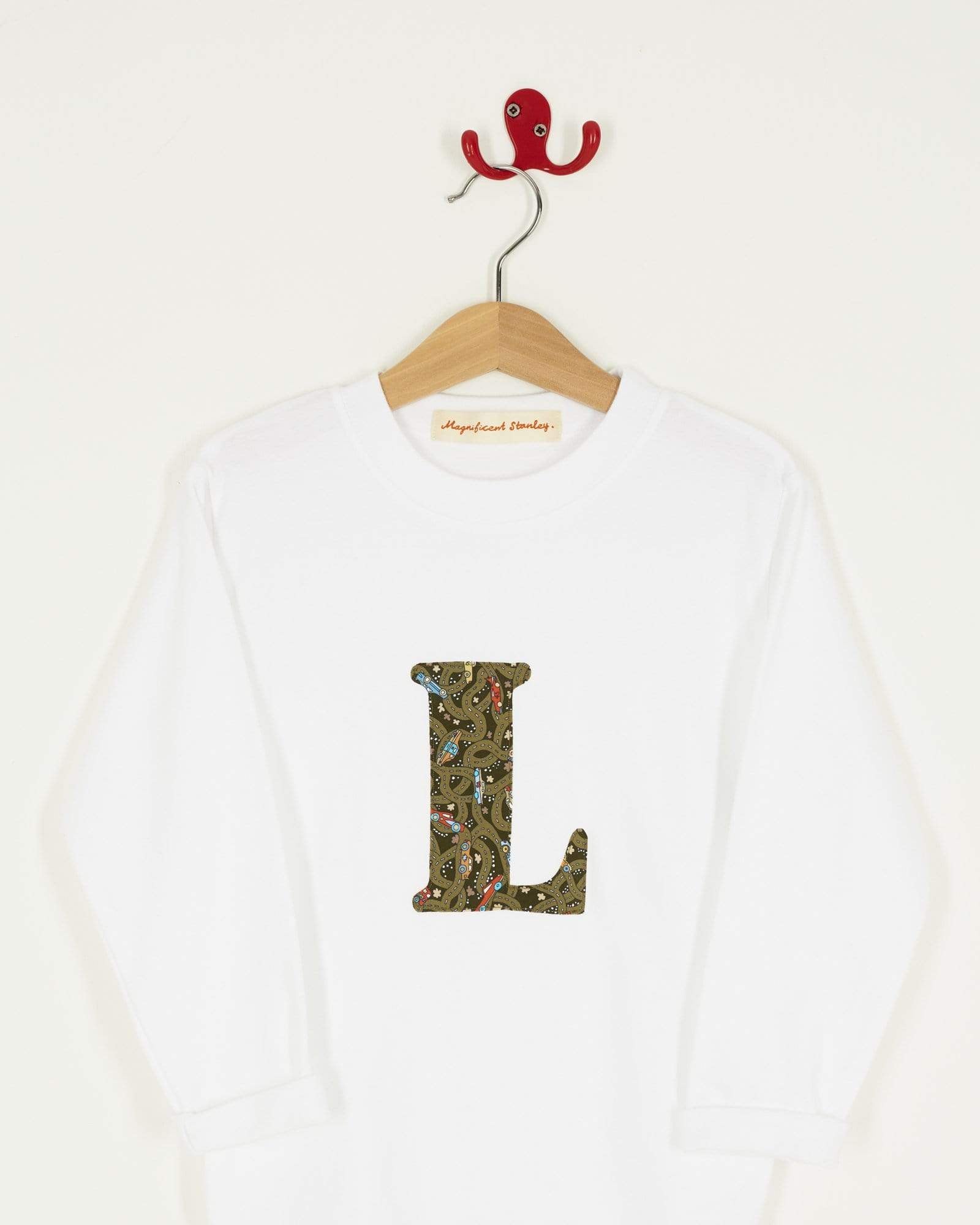 Magnificent Stanley Tee Personalised White T-Shirt in Hackney Road Green Liberty Print