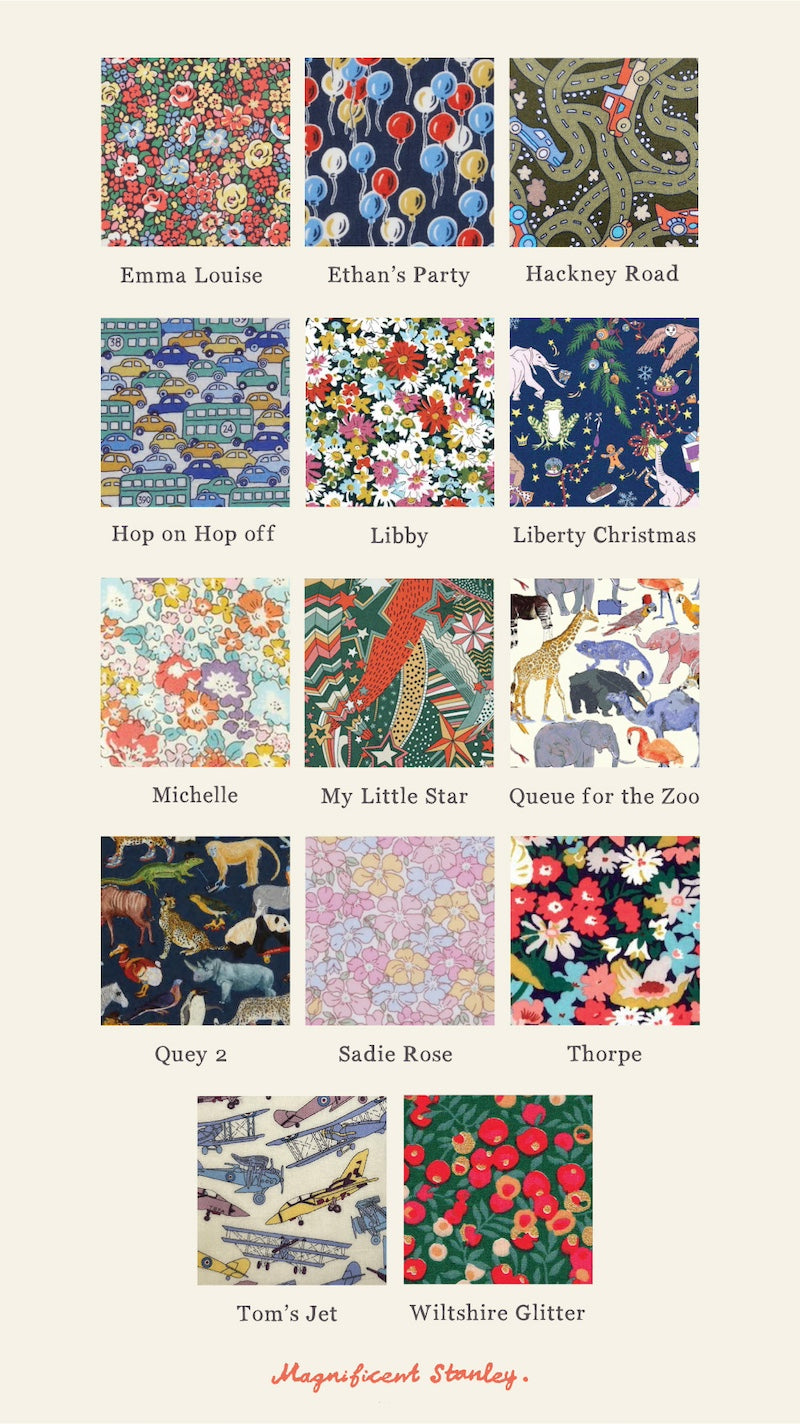 Magnificent Stanley Liberty print fabric choices. 12 Tana Lawn cotton prints.