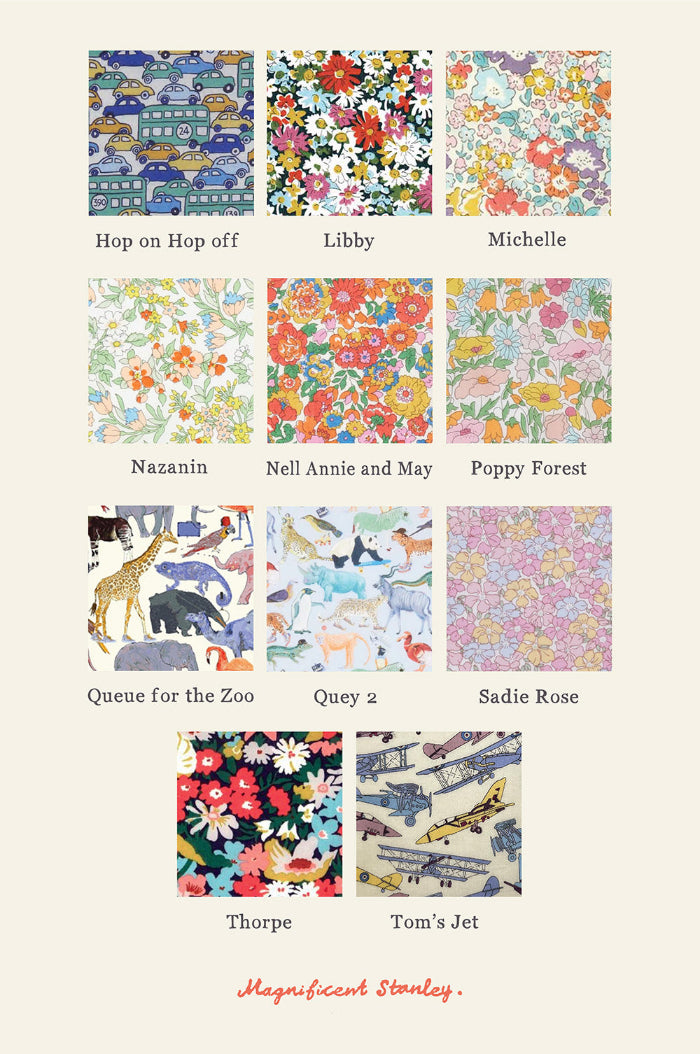 Magnificent Stanley Liberty print fabric choices. 12 Tana Lawn cotton prints.
