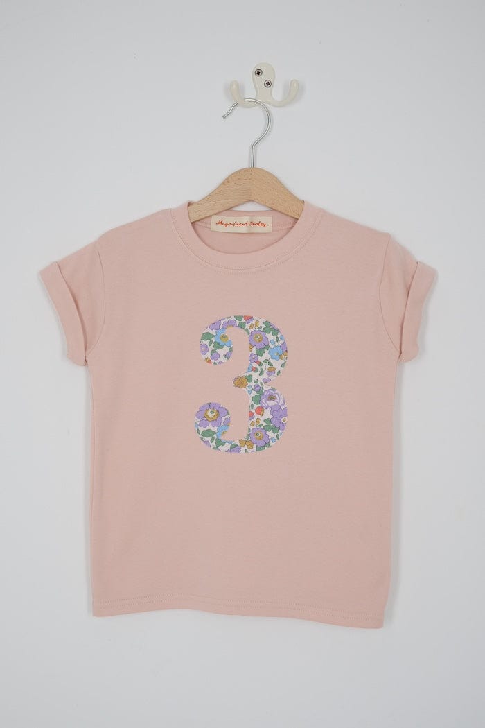 Magnificent Stanley Tee Number 3 Pink T-Shirt in Betsy Purple floral Liberty Print