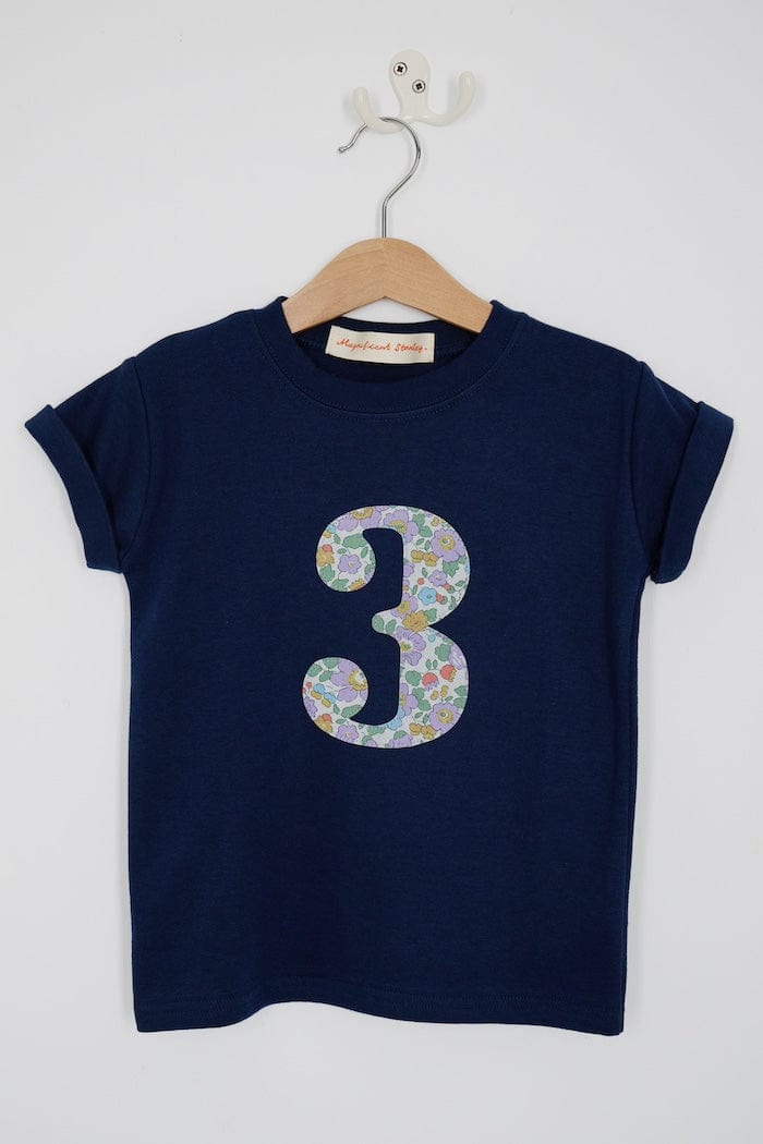 Magnificent Stanley Tee Number Navy T-Shirt in Betsy Purple Liberty Print