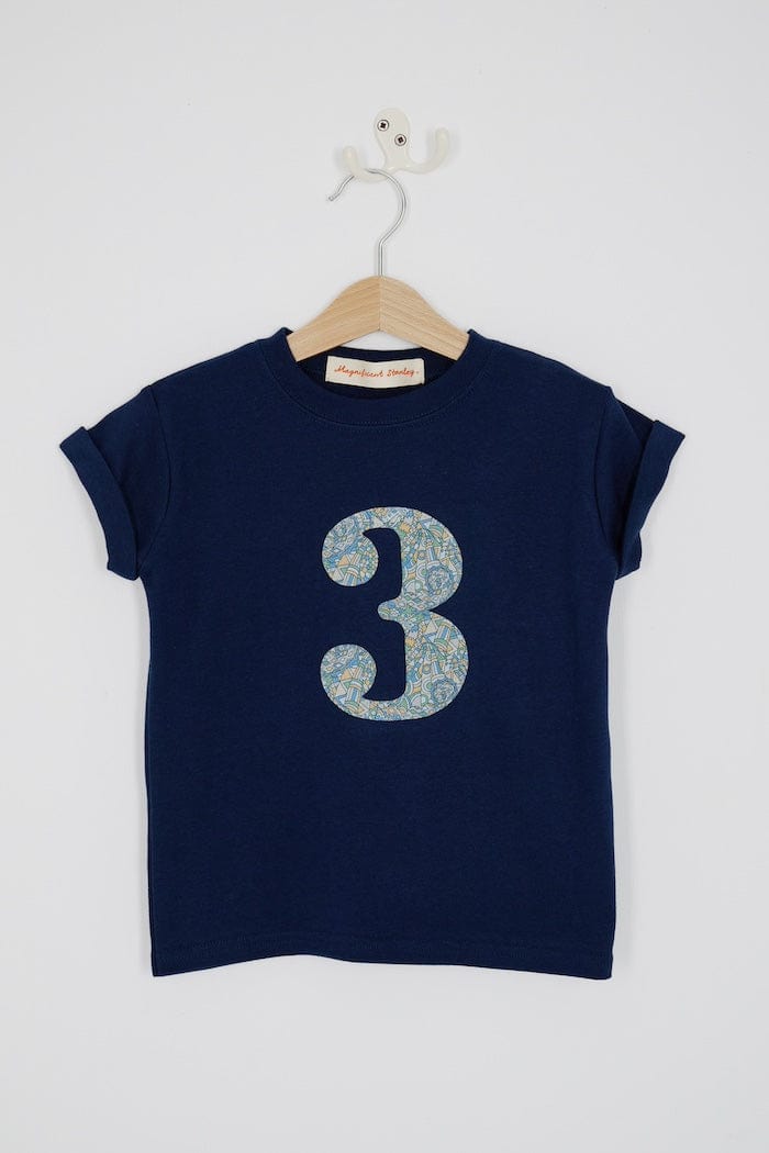Magnificent Stanley Tee Number Navy T-Shirt in Brave Noah Liberty Print