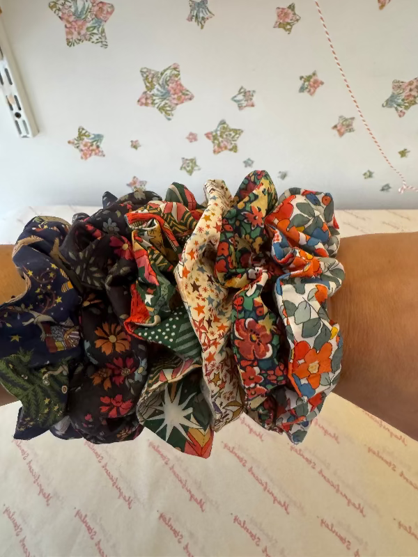 A wrist full of liberty scrunchies