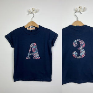 Magnificent Stanley 'A' Front '3' Back Sea Blossom Navy S/S Tee 3-4yrs