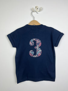 Magnificent Stanley 'A' Front '3' Back Sea Blossom Navy S/S Tee 3-4yrs