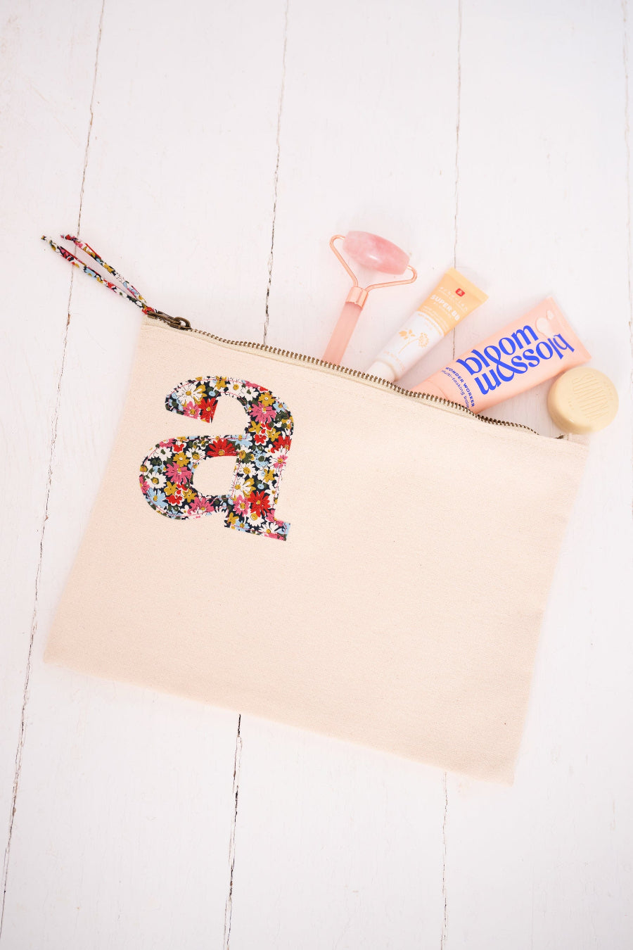 Magnificent Stanley Personalised Liberty print pouches with initials sewn on them. Teacher gifts as a make up bag.