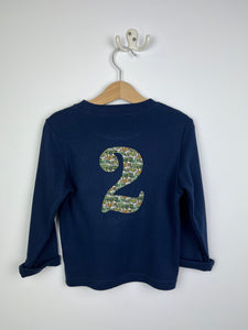 Magnificent Stanley Small 'L' front '2' Back Navy L/S Tee 2-3yrs