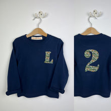 Load image into Gallery viewer, Magnificent Stanley Small &#39;L&#39; front &#39;2&#39; Back Navy L/S Tee 2-3yrs