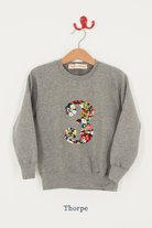 A birthday grey sweatshirt with a number 3 on in Betsy floral Liberty fabric.
