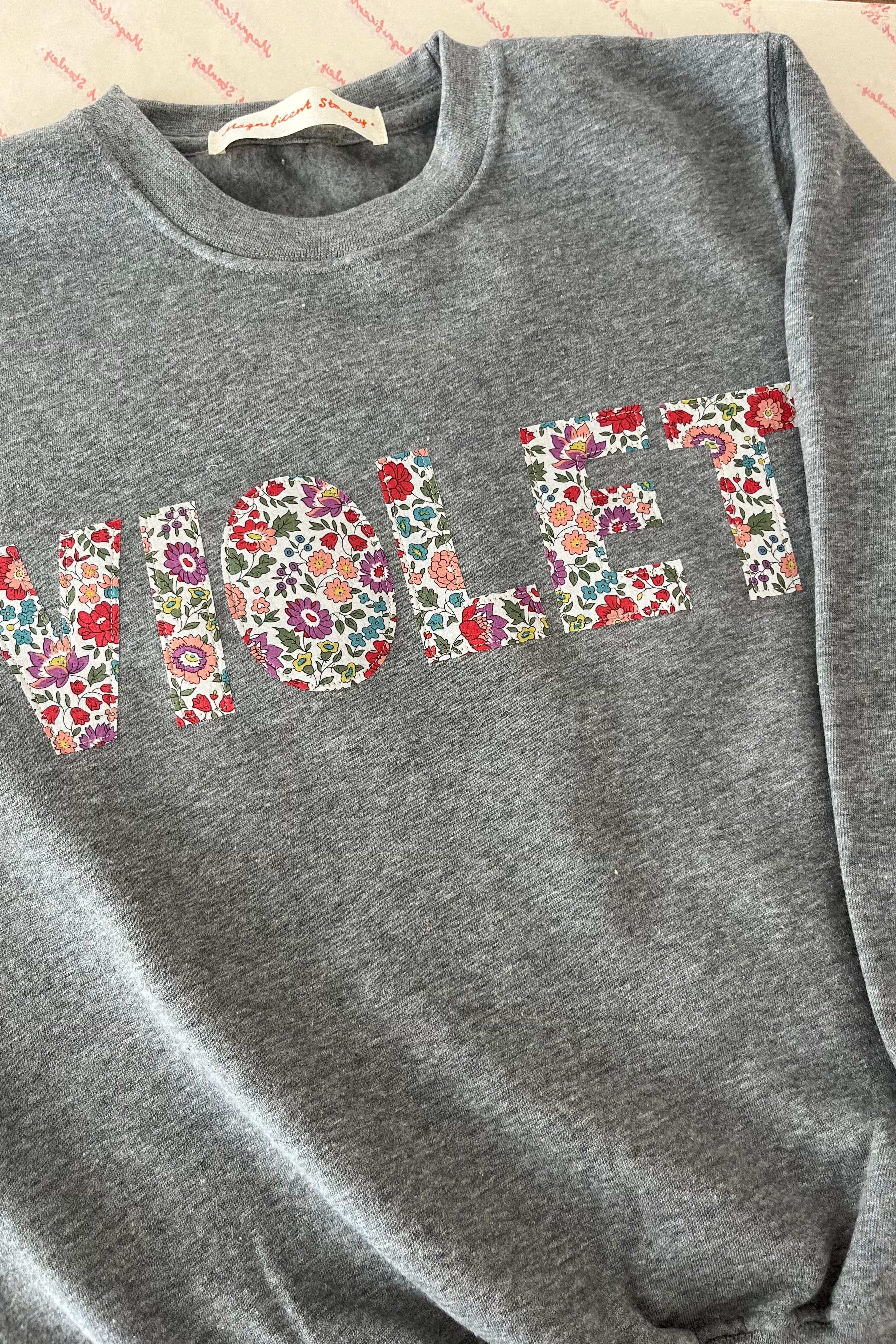 Magnificent Stanley sweatshirt Name Sweatshirt in Choice of Liberty Print