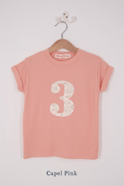 Magnificent Stanley Tee CREATE YOUR OWN Personalised or Age Dusty Pink Liberty Print T-Shirt