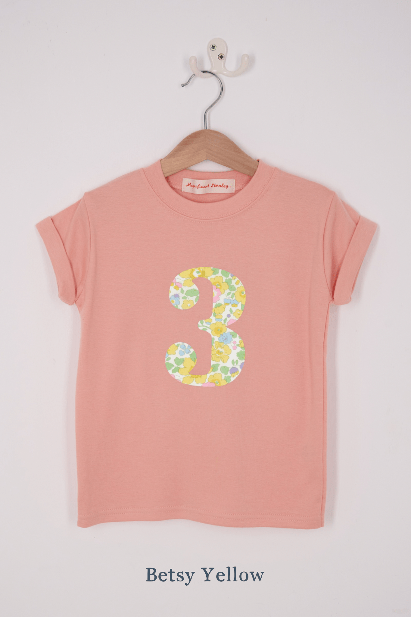 Magnificent Stanley Tee CREATE YOUR OWN Personalised or Age Dusty Pink Liberty Print T-Shirt