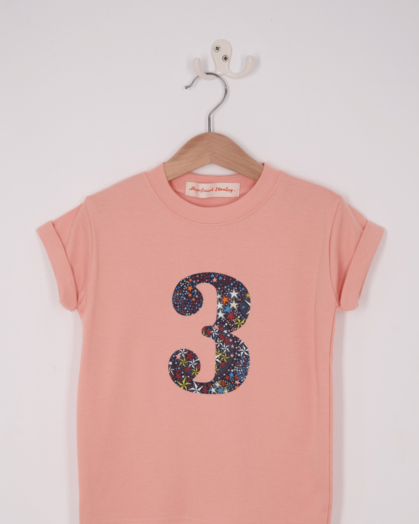 Magnificent Stanley Tee CREATE YOUR OWN Personalised or Age Dusty Pink Liberty Print T-Shirt