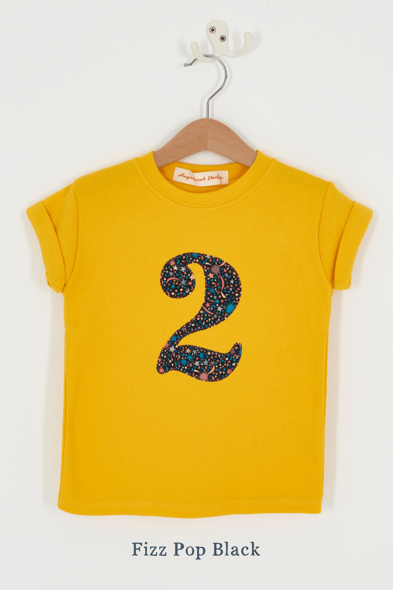 Magnificent Stanley Tee CREATE YOUR OWN Personalised or Age Yellow Liberty Print T-Shirt