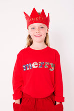 Load image into Gallery viewer, Magnificent Stanley Tee &#39;Merry&#39; Red T-Shirt in Mixed Christmas Liberty Print