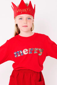 Magnificent Stanley Tee 'Merry' Red T-Shirt in Mixed Christmas Liberty Print