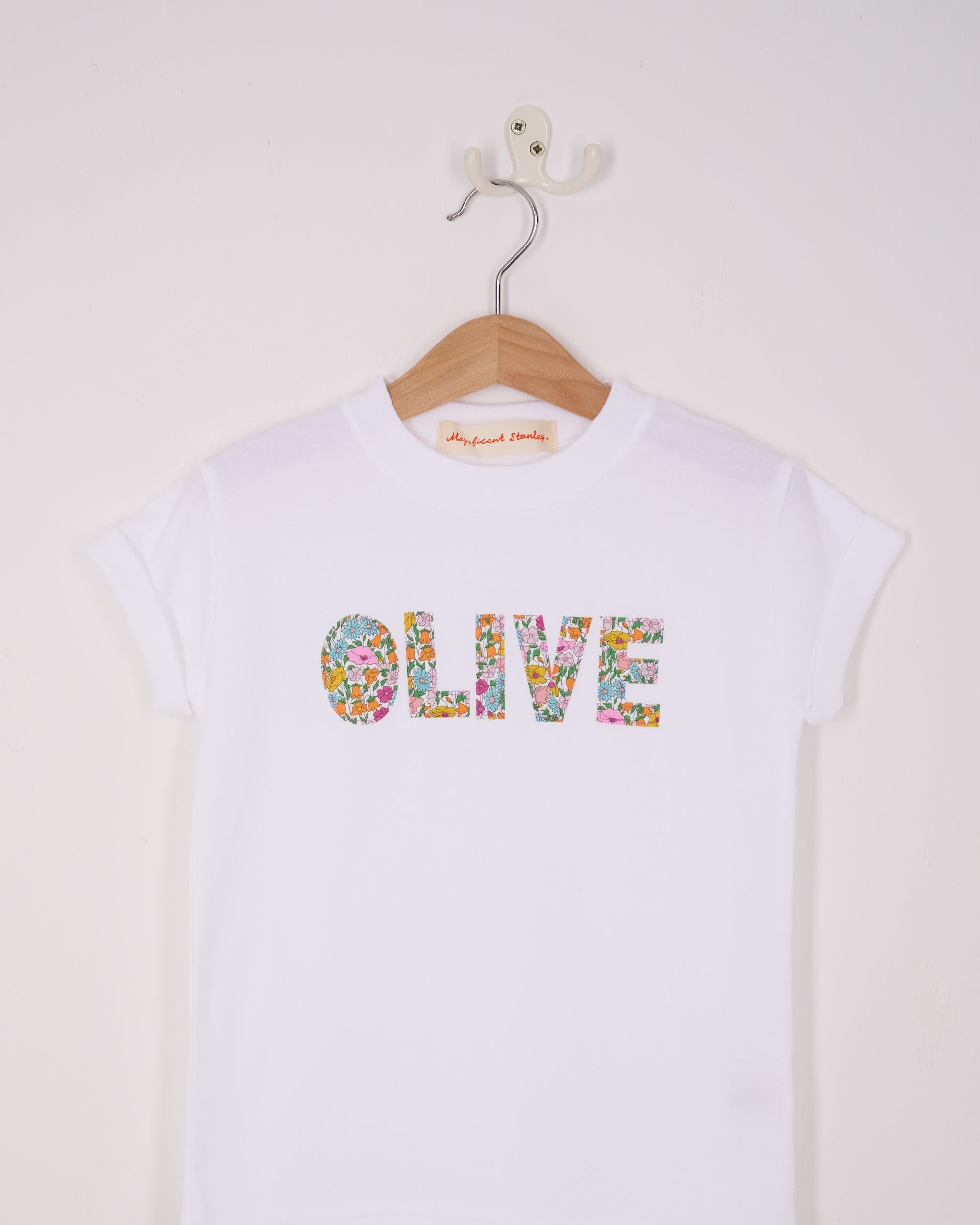 Magnificent Stanley Tee Name White T-Shirt in Choice of Liberty Print