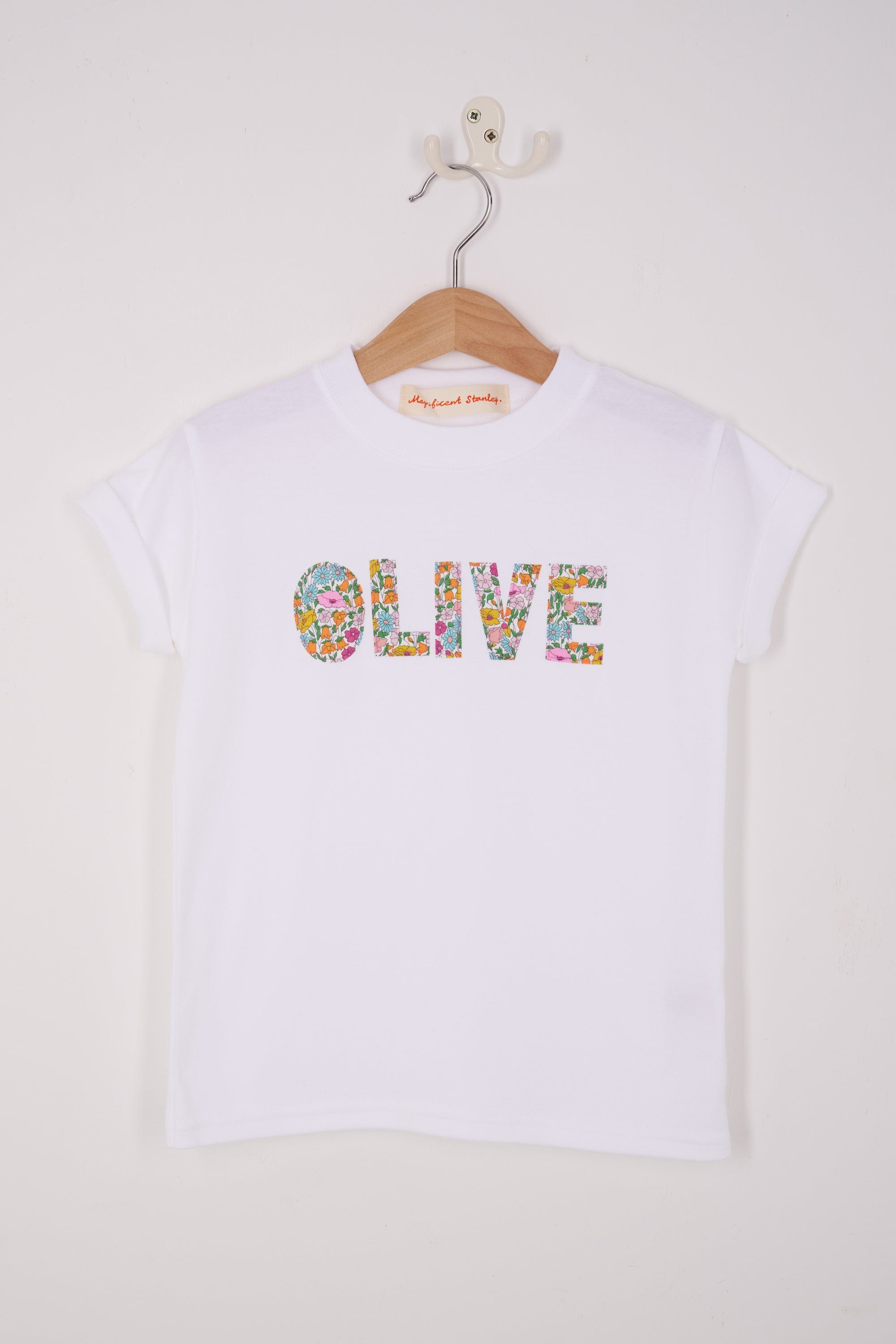 Magnificent Stanley Tee Name White T-Shirt in Choice of Liberty Print