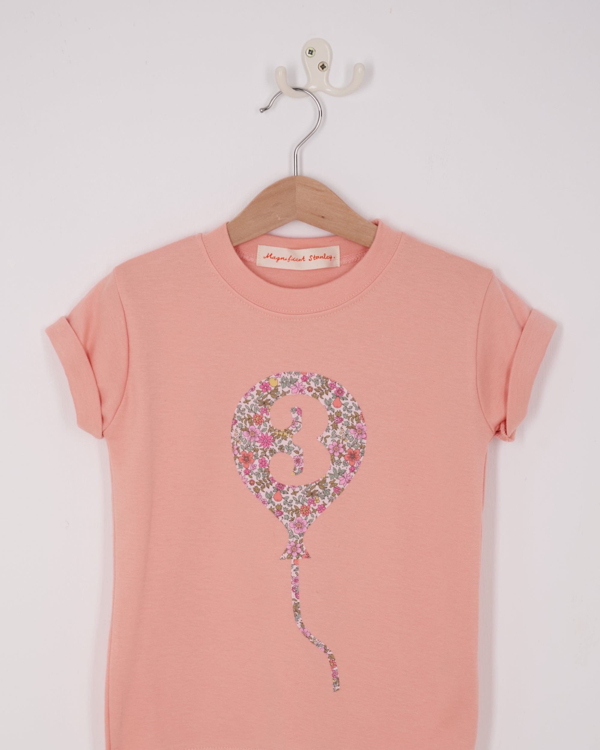 Magnificent Stanley Tee Number Balloon Dusty Pink T-Shirt in Choice of Liberty Print