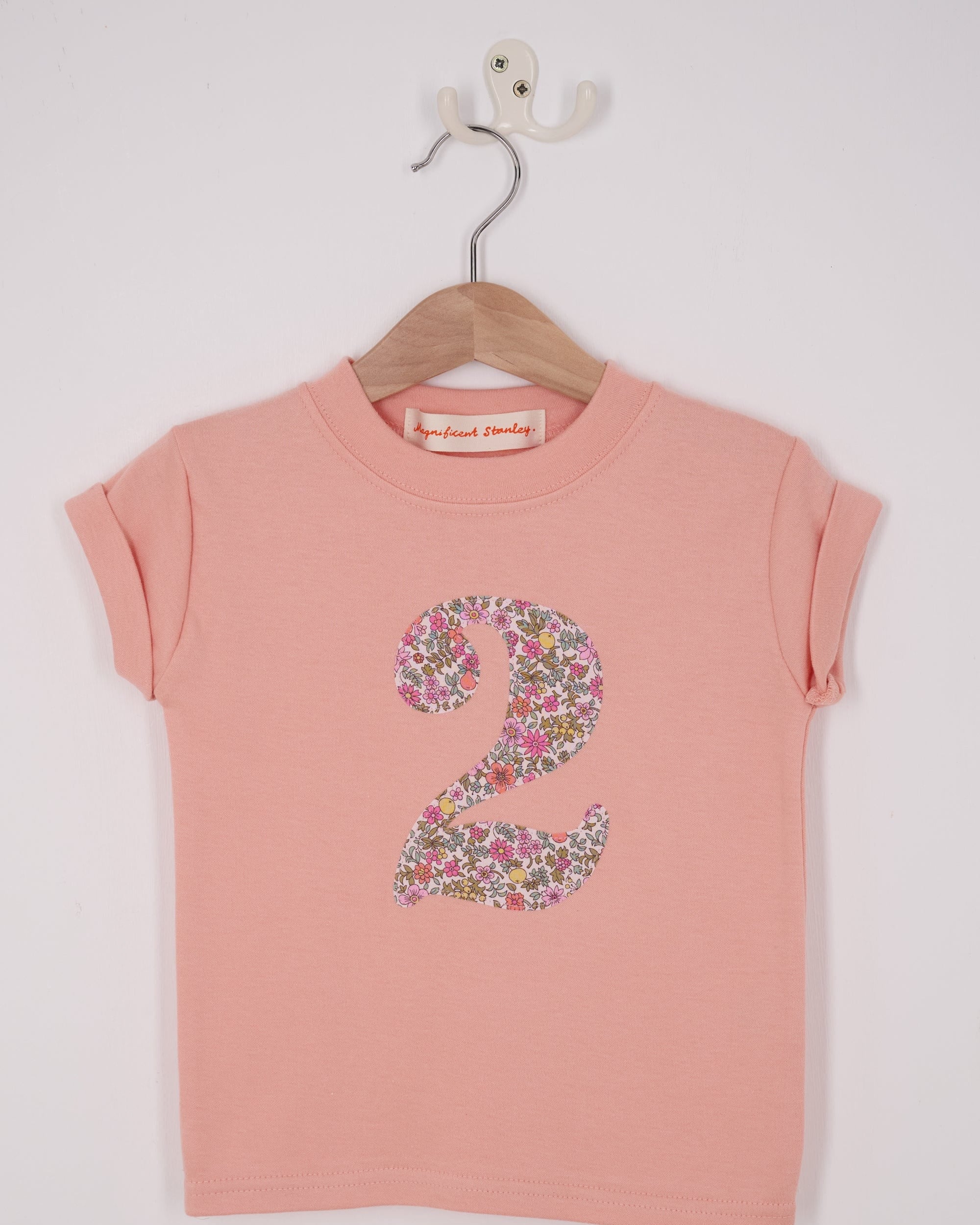 Magnificent Stanley Tee Number Dusty Pink T-Shirt in Fruit Punch Liberty Print