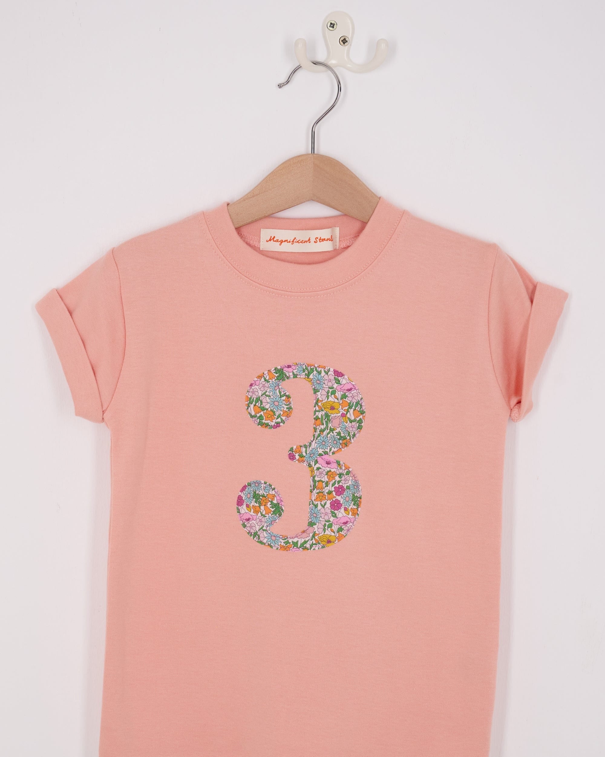 Magnificent Stanley Tee Number Dusty Pink T-Shirt in Poppy Forest Liberty Print