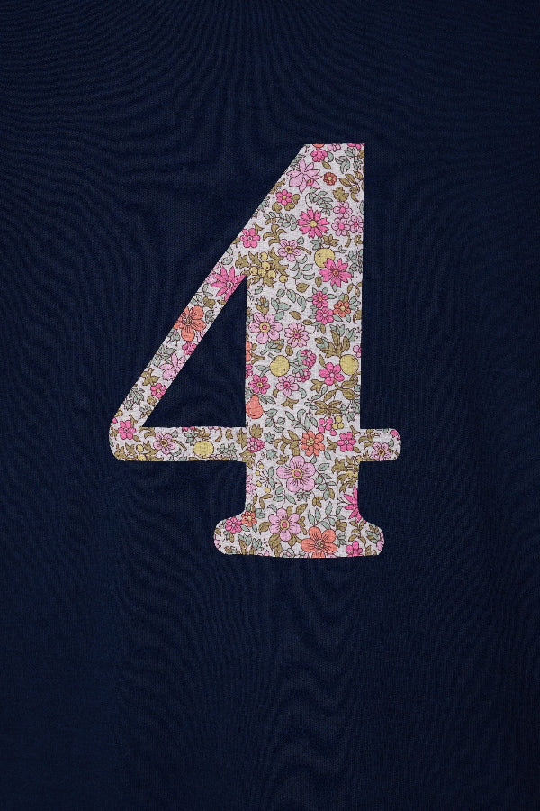 a Magnificent Stanley kids Number Navy T-Shirt in Fruit Punch Liberty Print.