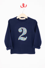 Load image into Gallery viewer, Magnificent Stanley Tee Number Navy T-Shirt in Hop On Hop Off Liberty Print