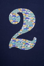 Load image into Gallery viewer, Magnificent Stanley Tee Number Navy T-Shirt in Hop On Hop Off Liberty Print