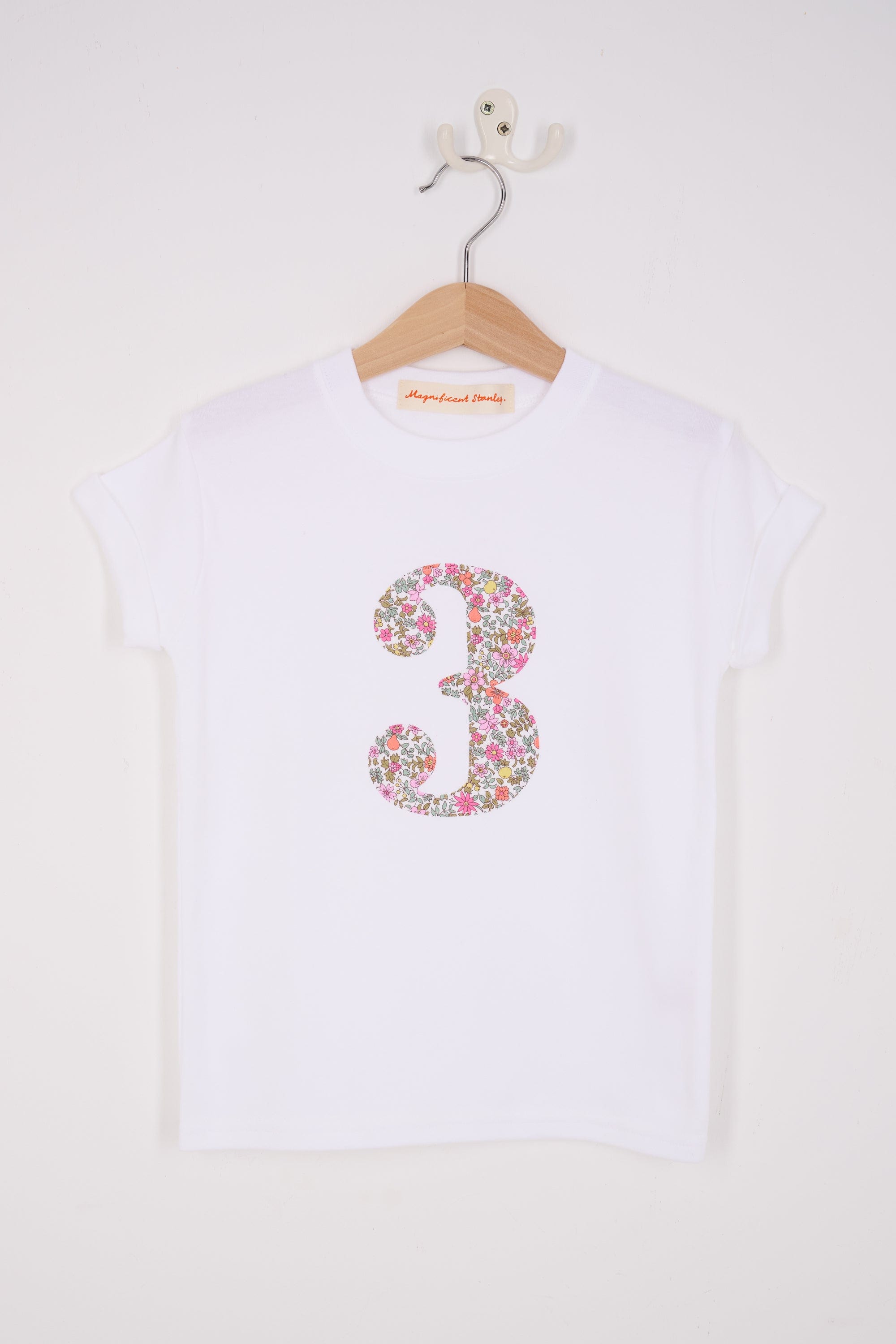 Magnificent Stanley Tee Number White T-Shirt in Fruit Punch Liberty Print