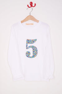 Magnificent Stanley Tee Number White T-Shirt in Hop On Hop Off Liberty Print
