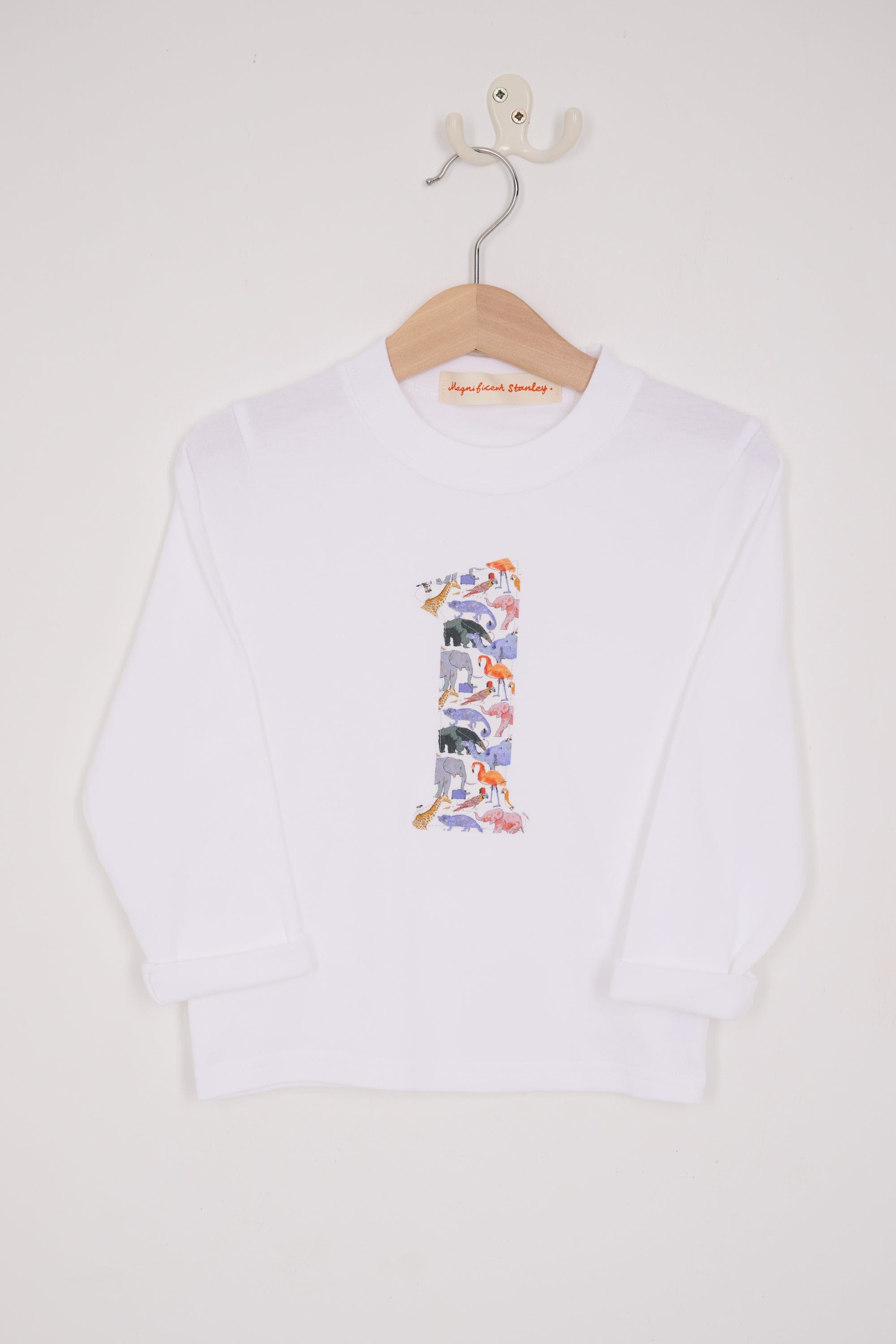 Magnificent Stanley Tee Number White T-Shirt in Queue For the Zoo Liberty Print