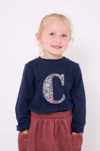 Load image into Gallery viewer, Magnificent Stanley Tee Personalised Navy T-Shirt in Clare Rich Liberty Print