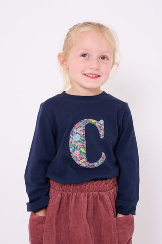 Magnificent Stanley Tee Personalised Navy T-Shirt in Clare Rich Liberty Print