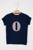 Magnificent Stanley Tee Personalised Navy T-Shirt in Fruit Punch Liberty Print