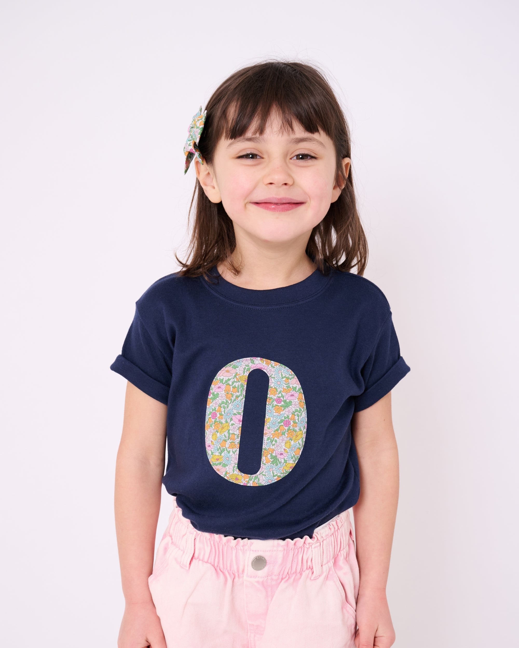 Magnificent Stanley Tee Personalised Navy T-Shirt in Poppy Forest Liberty Print