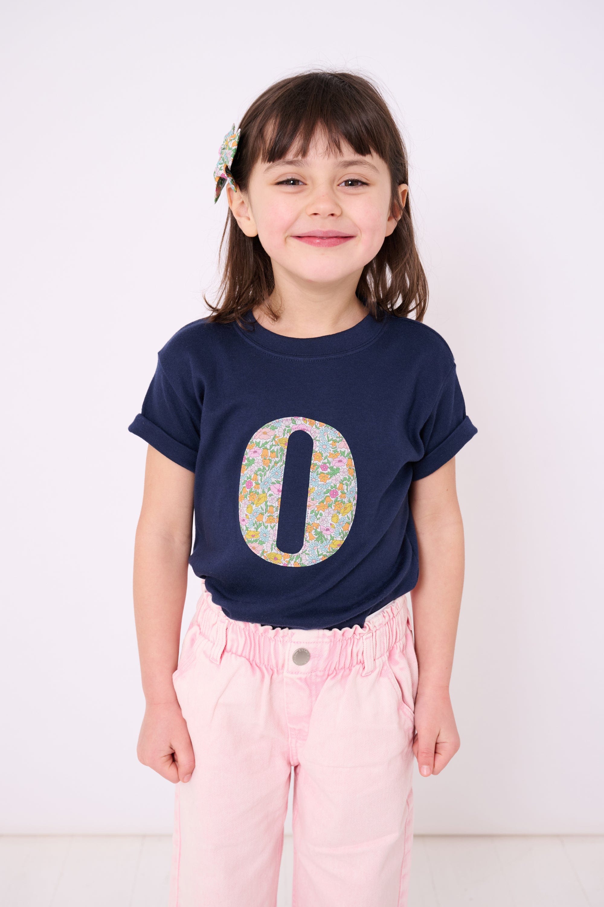 Magnificent Stanley Tee Personalised Navy T-Shirt in Poppy Forest Liberty Print