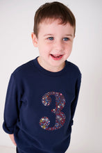 Load image into Gallery viewer, Magnificent Stanley Tee Personalised or Age Navy T-Shirt in Adelajda&#39;s Wish Liberty Print