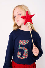 Load image into Gallery viewer, Magnificent Stanley Tee Personalised or Age Navy T-Shirt in Emma Etoile Liberty Print
