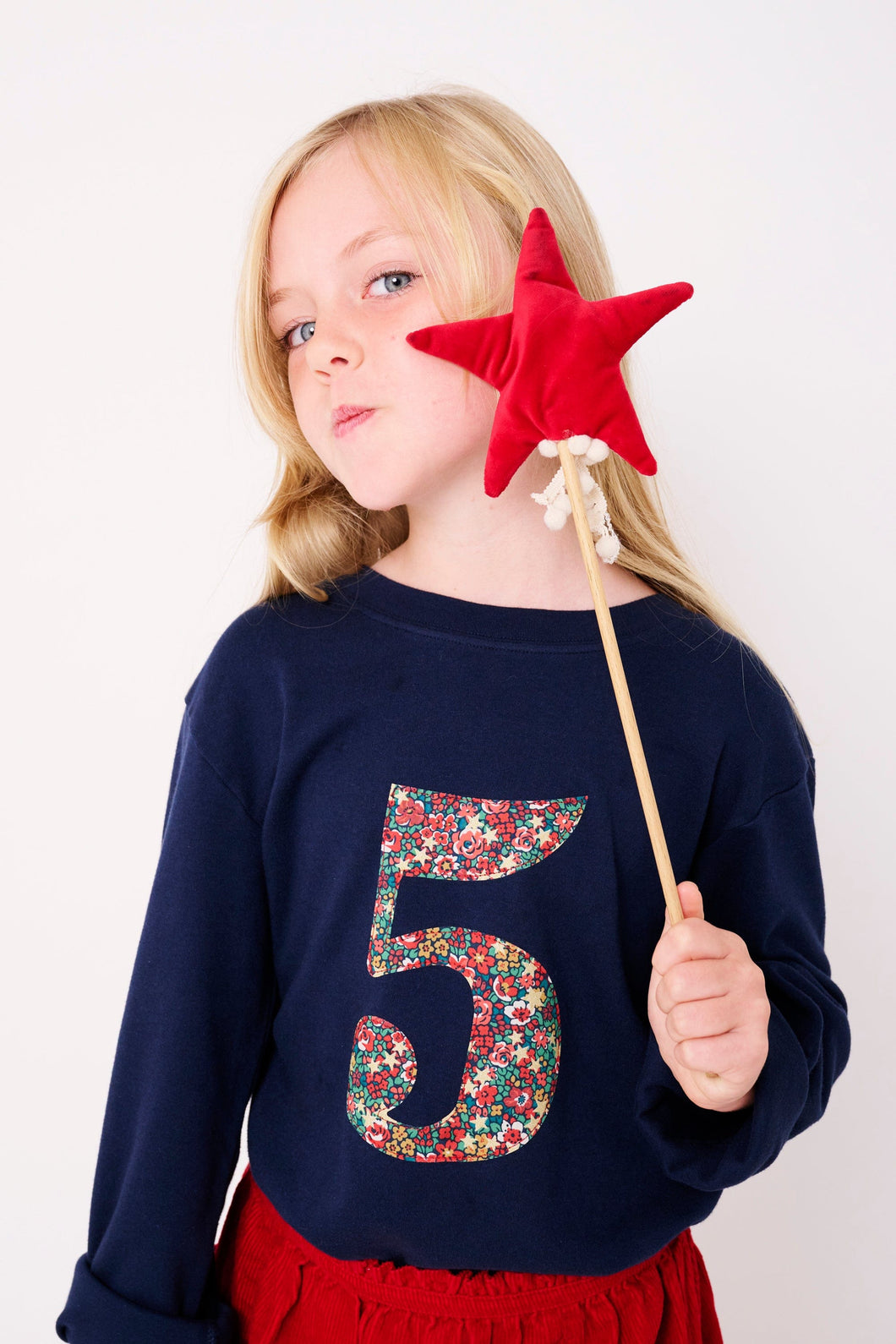 Magnificent Stanley Tee Personalised or Age Navy T-Shirt in Emma Etoile Liberty Print