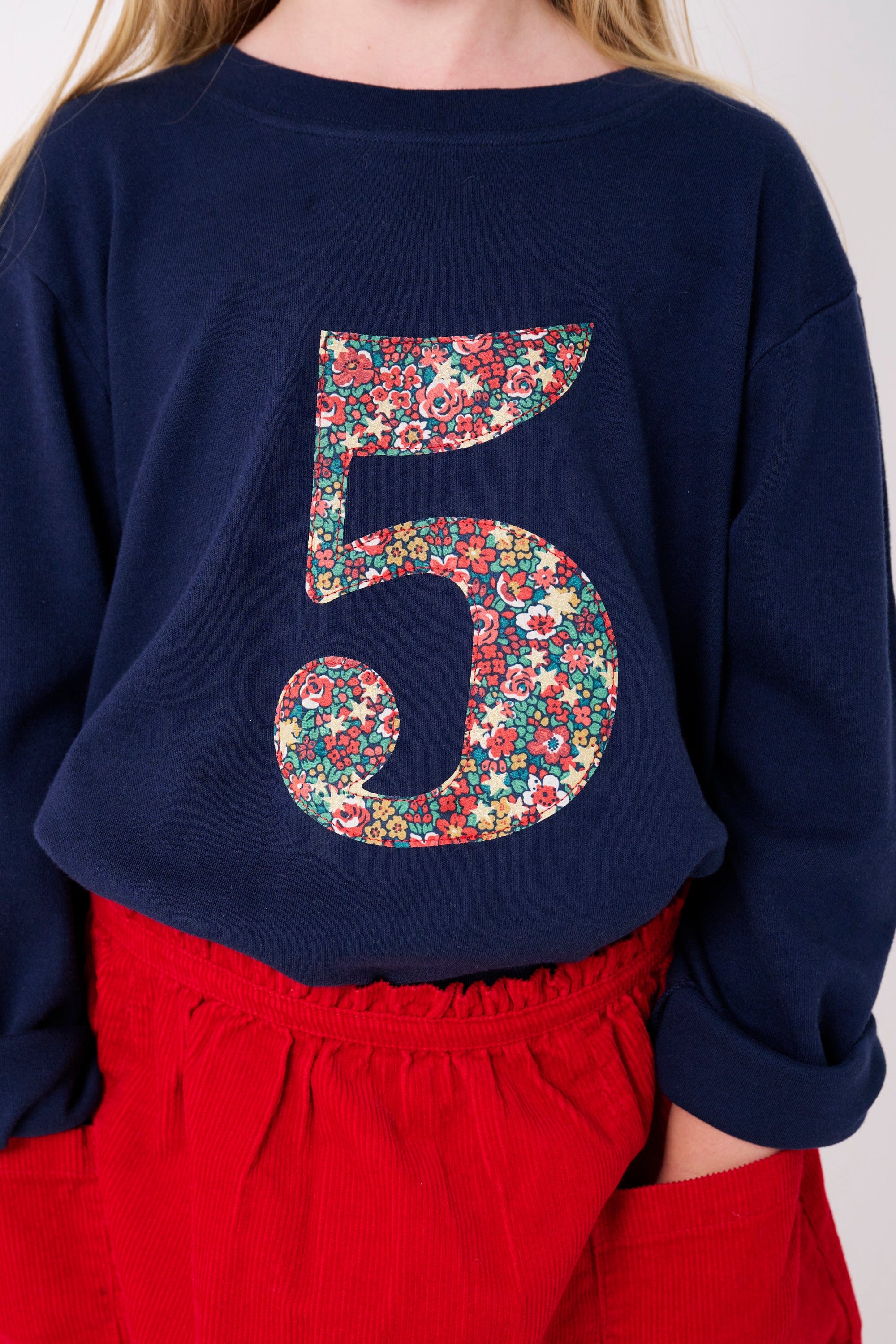 Magnificent Stanley Tee Personalised or Age Navy T-Shirt in Emma Etoile Liberty Print