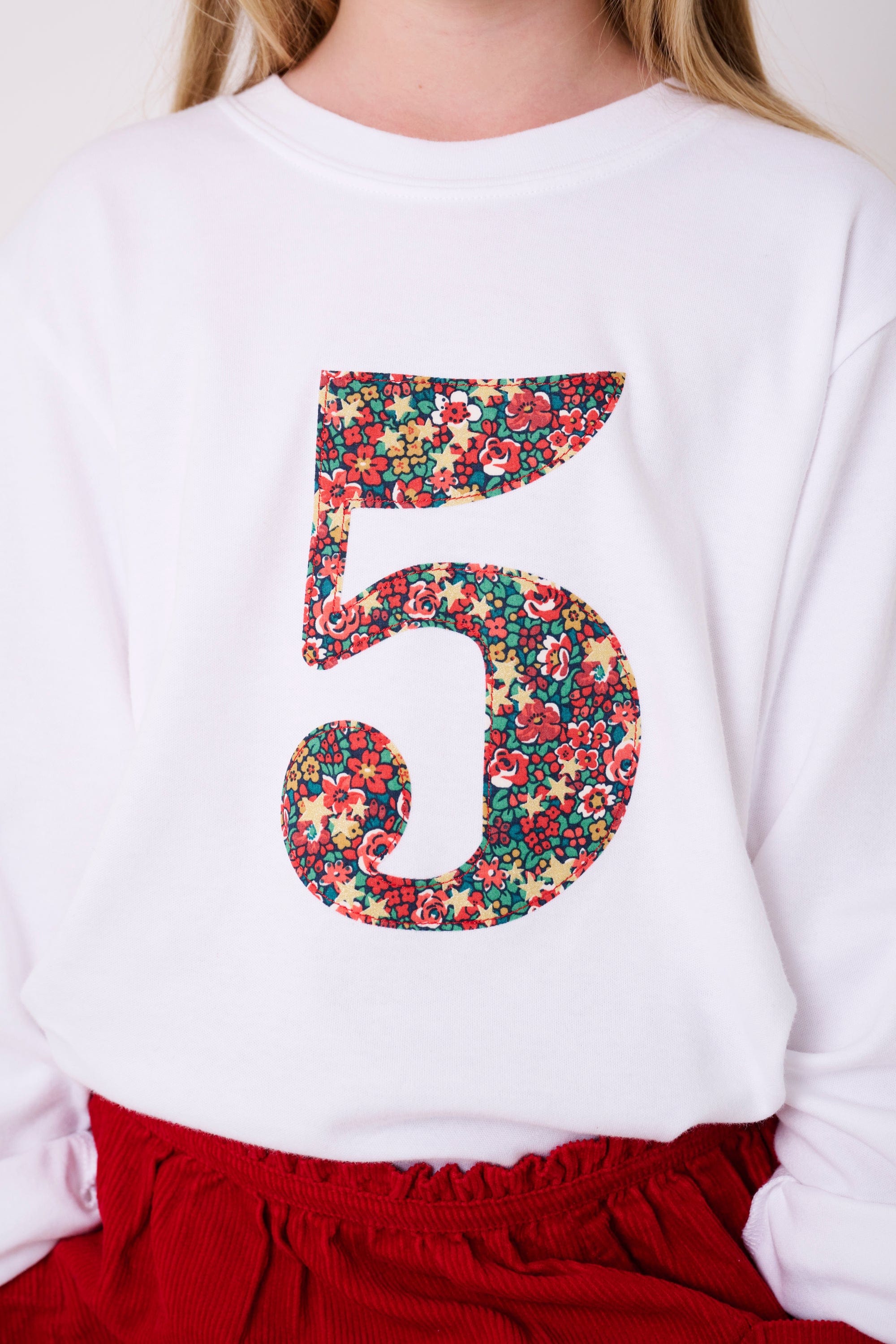 Magnificent Stanley Tee Personalised or Age White T-Shirt in Emma Etoile Liberty Print