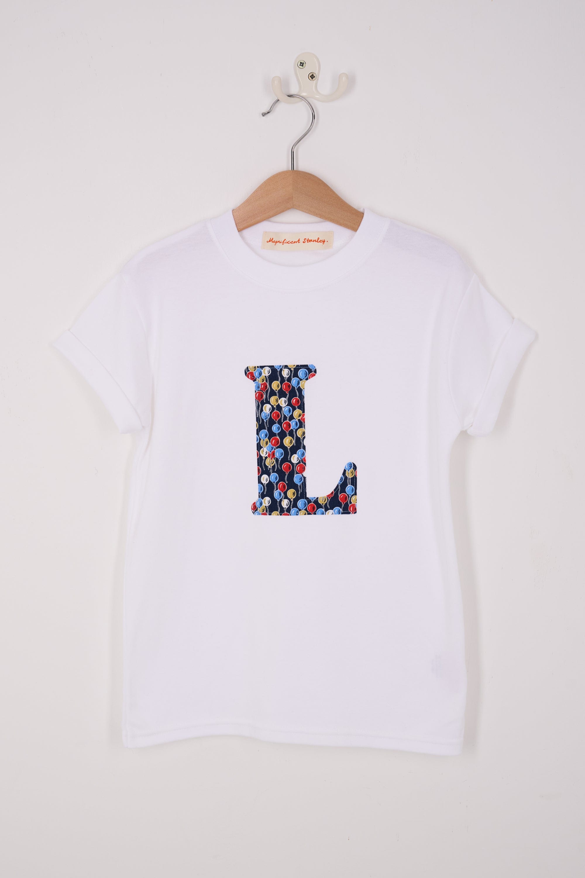 Magnificent Stanley Tee Personalised White T-Shirt in Ethan's Party Liberty Print