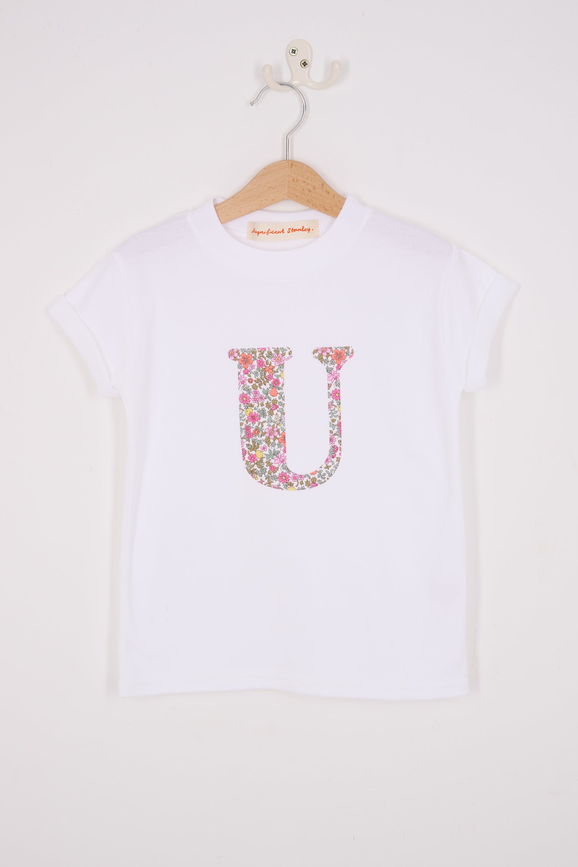 Magnificent Stanley Tee Personalised White T-Shirt in Fruit Punch Liberty Print