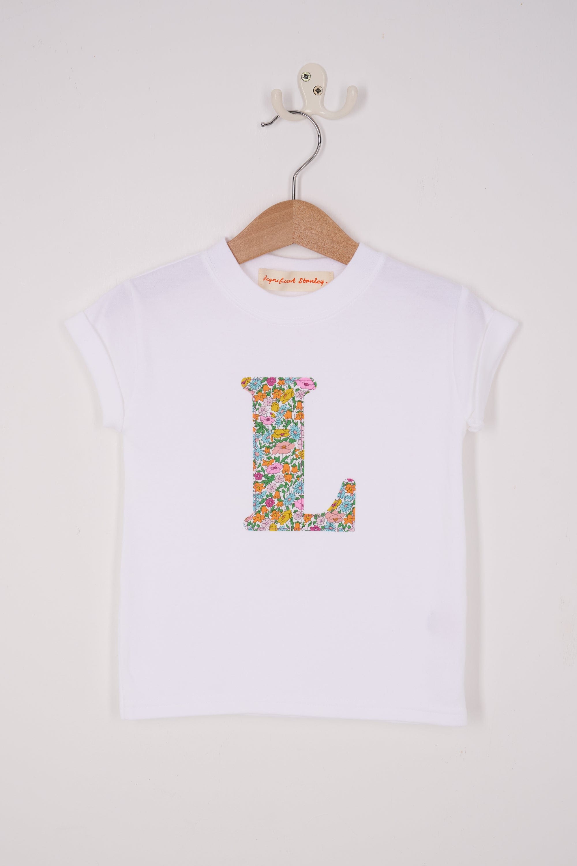 Magnificent Stanley Tee Personalised White T-Shirt in Poppy Forest Liberty Print