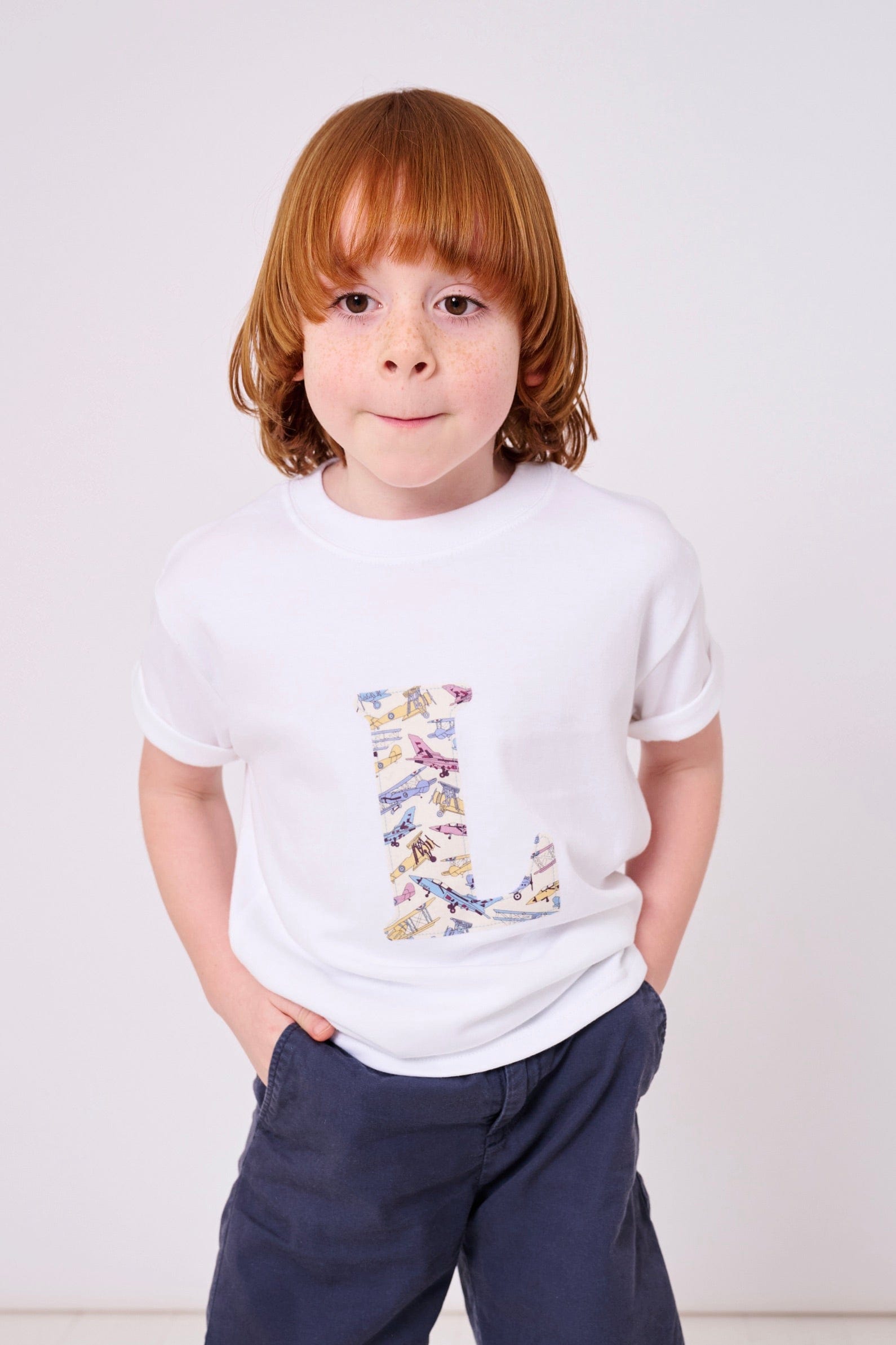 Magnificent Stanley Tee Personalised White T-Shirt in Tom's Jet Liberty Print